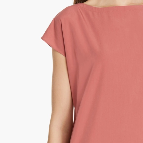 EUC Eileen Fisher Sandwashed Chutney Tencel Side Slit Cap Sleeve Midi Dress XS - Picture 5 of 6